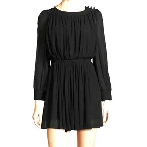 Isabel Marant Etoile Karla Long Sleeve Mini Dress Black Crepe